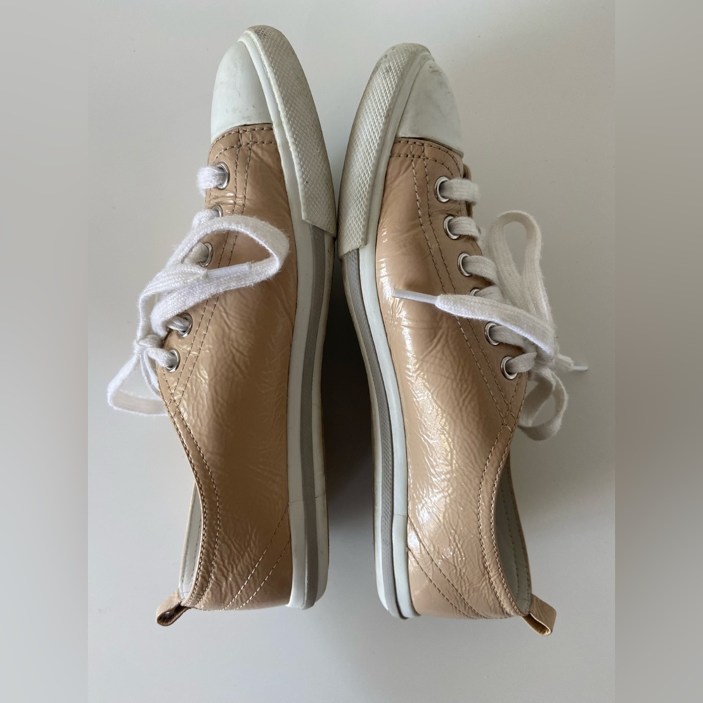 Prada Beige Nude Patent Leather Low top Sneakers - Picture 3 of 7
